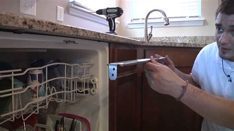 how to install metal under counter dishwasher mounting bracket|dishwasher under granite counter bracket.